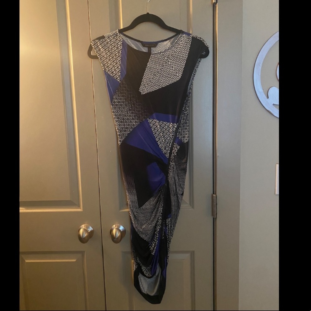 Bcbgmaxazria Patchwork Printed Black Blue Dress - image 3